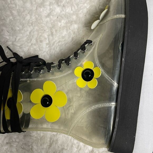 Clear Floral Platform Heeled Boots - Picture 11 of 14